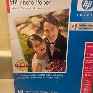 HP Premium Plus Photo Paper, sealed, new, 25 sheets, 8.5"x11"